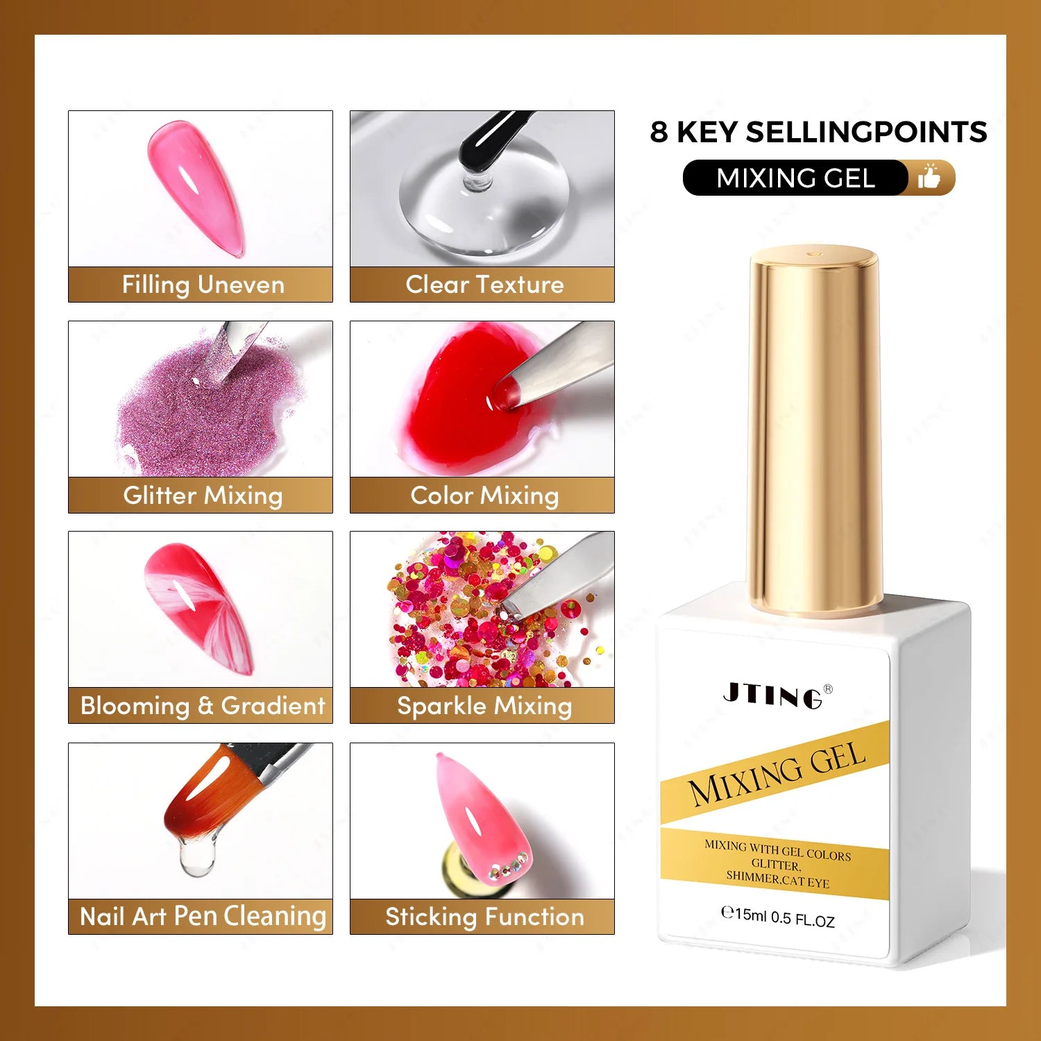 JTING New Updated Multifunctional Mixing Gel Clear Gel Nail Polish OEM/ODM Free Custom Private Label Nails Gel Suppliers