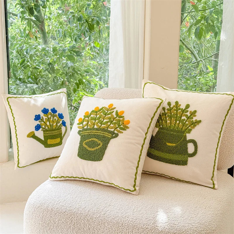 Nordic Living Room Towel Embroidered Pillow Cushion Bedroom Headboard Pillow Lumbar Support Backrest Pillow Cover