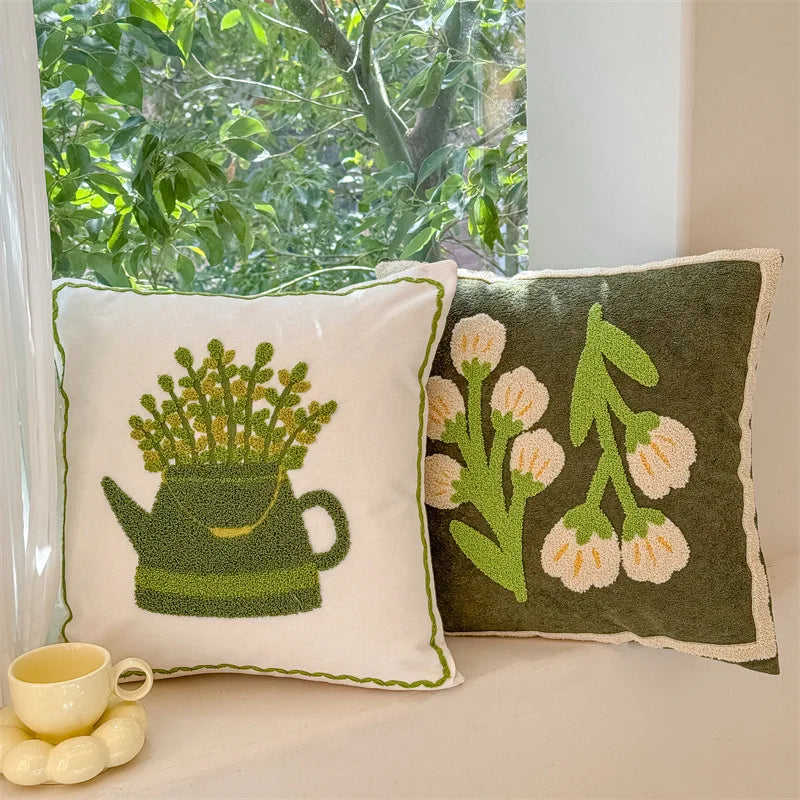 Nordic Living Room Towel Embroidered Pillow Cushion Bedroom Headboard Pillow Lumbar Support Backrest Pillow Cover