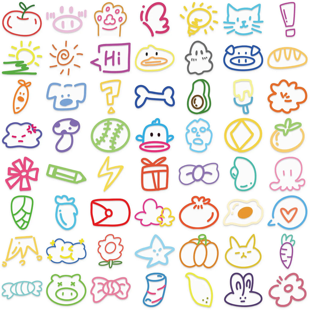Custom Die Cut Transparent PET Vinyl Sticker 50 Pcs/Bag Cute Naughty Little Black Cat Graffiti Self-Adhesive Bag Sealing Labels