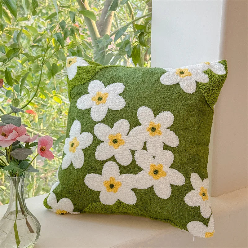 Nordic Living Room Towel Embroidered Pillow Cushion Bedroom Headboard Pillow Lumbar Support Backrest Pillow Cover