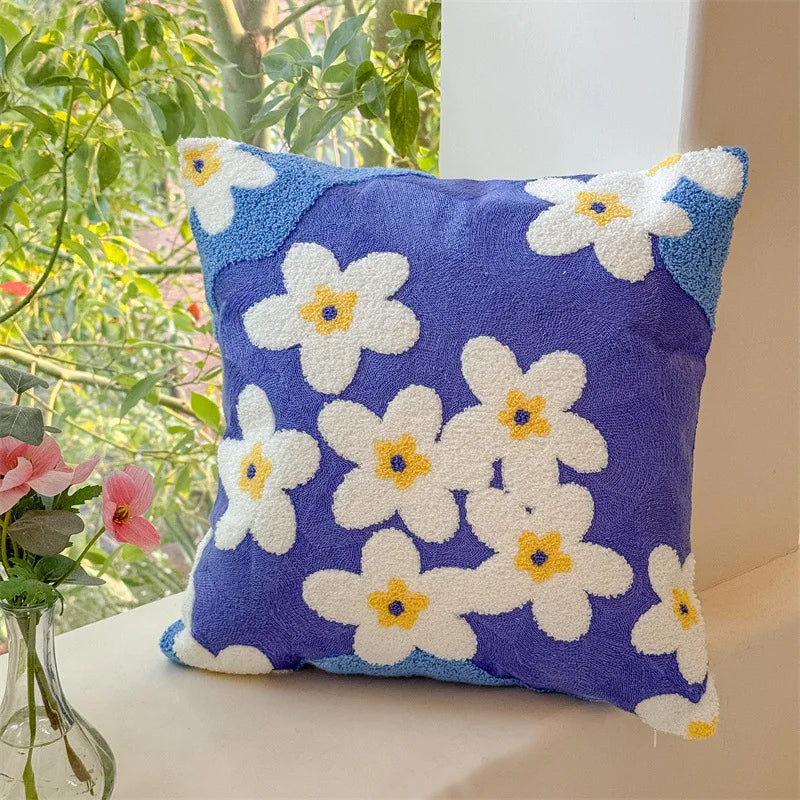 Nordic Living Room Towel Embroidered Pillow Cushion Bedroom Headboard Pillow Lumbar Support Backrest Pillow Cover