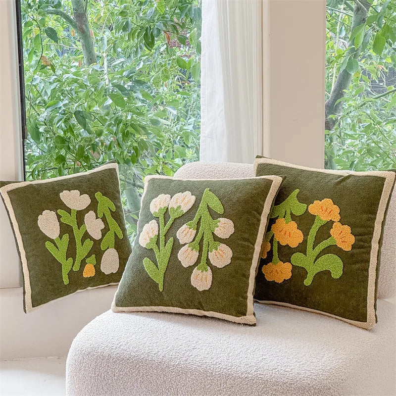 Nordic Living Room Towel Embroidered Pillow Cushion Bedroom Headboard Pillow Lumbar Support Backrest Pillow Cover