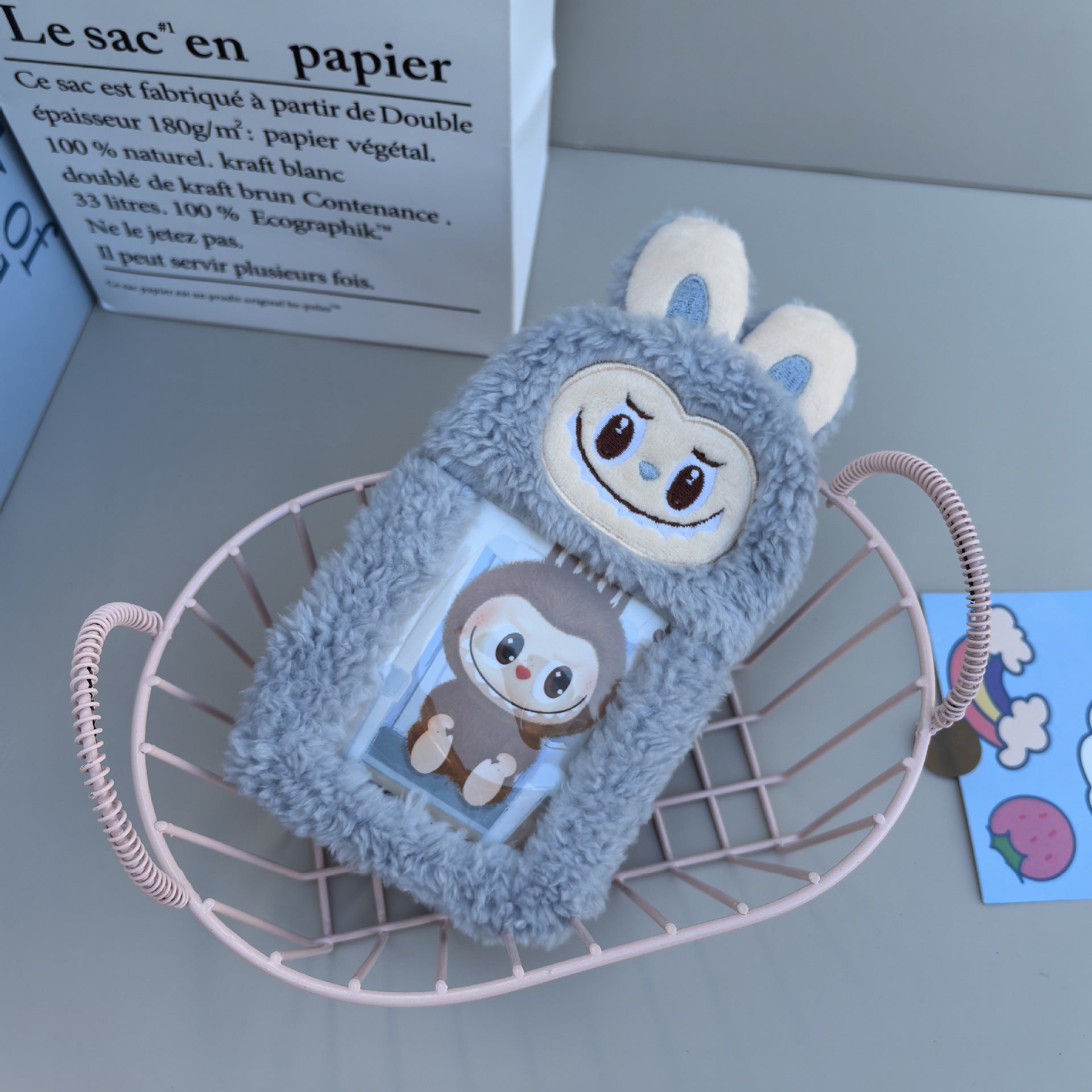 1pc Cartoon Plush Cloth Purse Card Bag Plush Small Wallet Bank Card Storage Bag