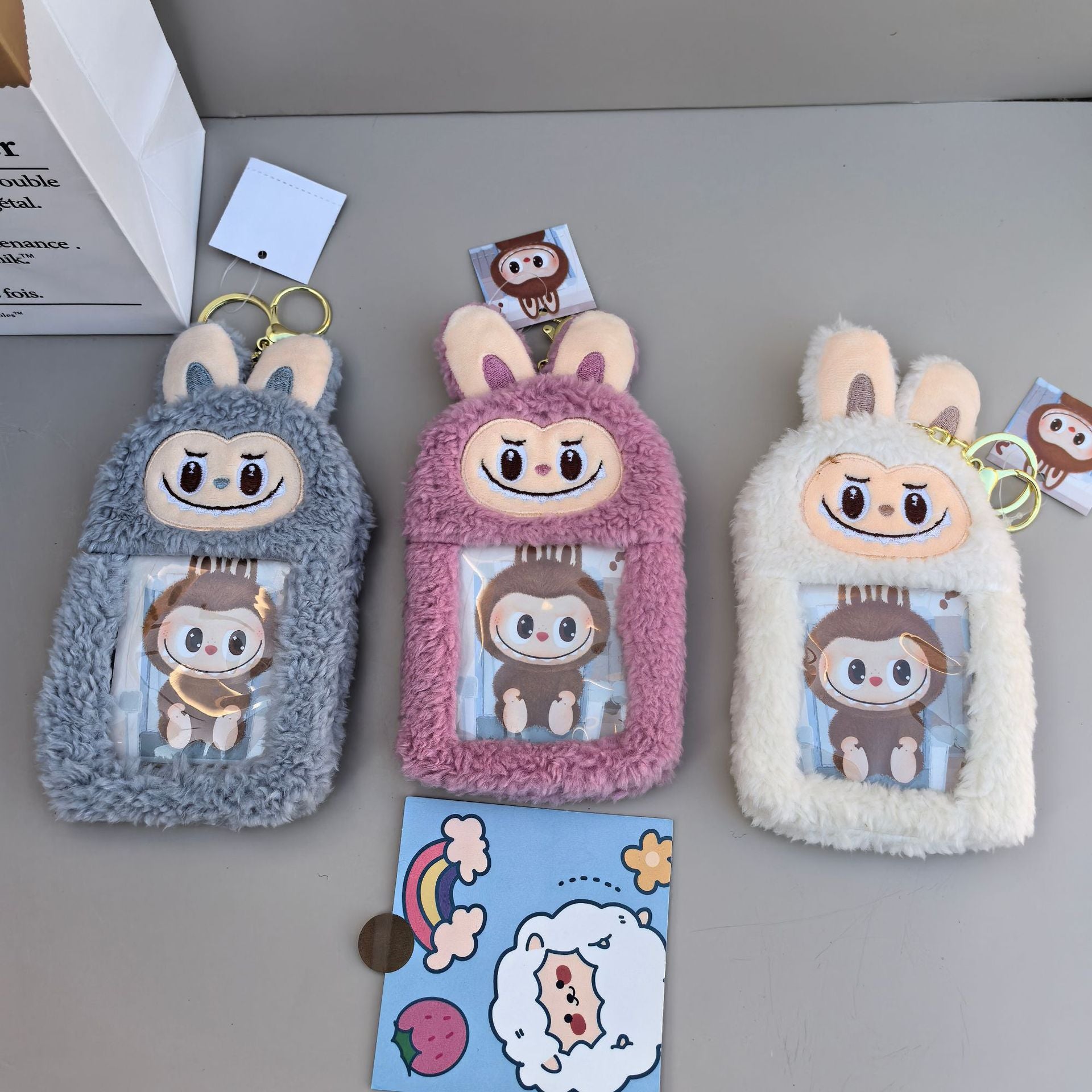 1pc Cartoon Plush Cloth Purse Card Bag Plush Small Wallet Bank Card Storage Bag