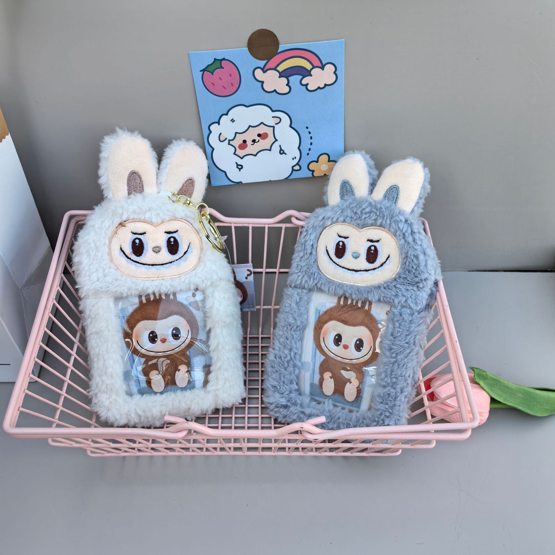1pc Cartoon Plush Cloth Purse Card Bag Plush Small Wallet Bank Card Storage Bag