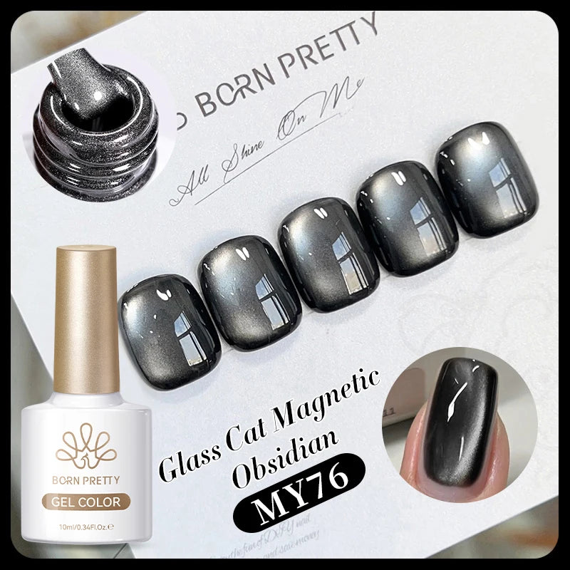 BORN PRETTY 10ml Dark Brown Red Glass Bead Cat Magnetic Gel Nail Polish Semi Permanent Soak Off UV LED Varnish Nail Art Salon