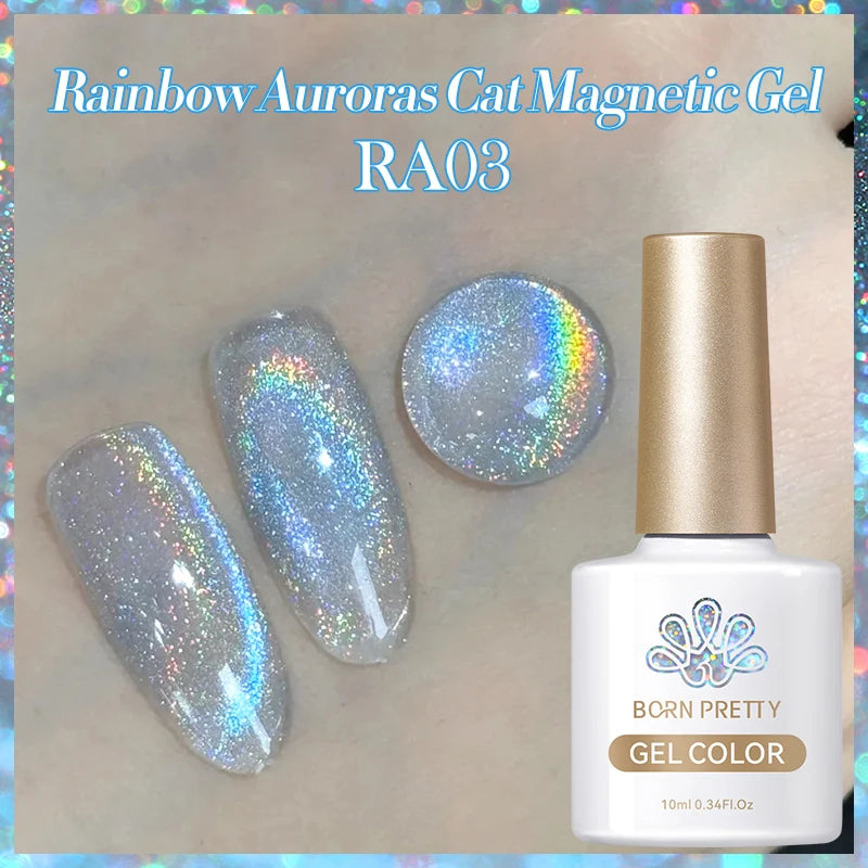 BORN PRETTY 10ml Auroras Glitter Cat Magnetic Gel Nail Polish Jelly Glass Bead Semi Permanent Soak Off UV LED Varnish Manicure