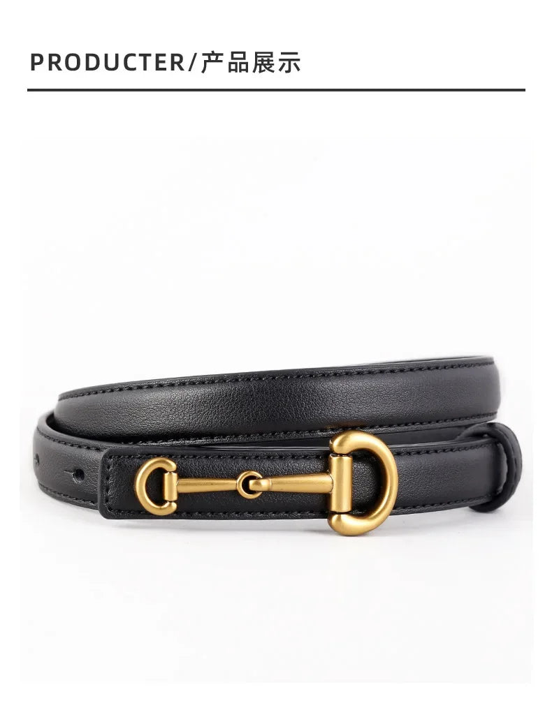 2025 New Fashion Genuine Leather Belt Women Matching Jeans High Quality Gold Buckle Belt Women's Luxury Soft Black Cowhide Belt