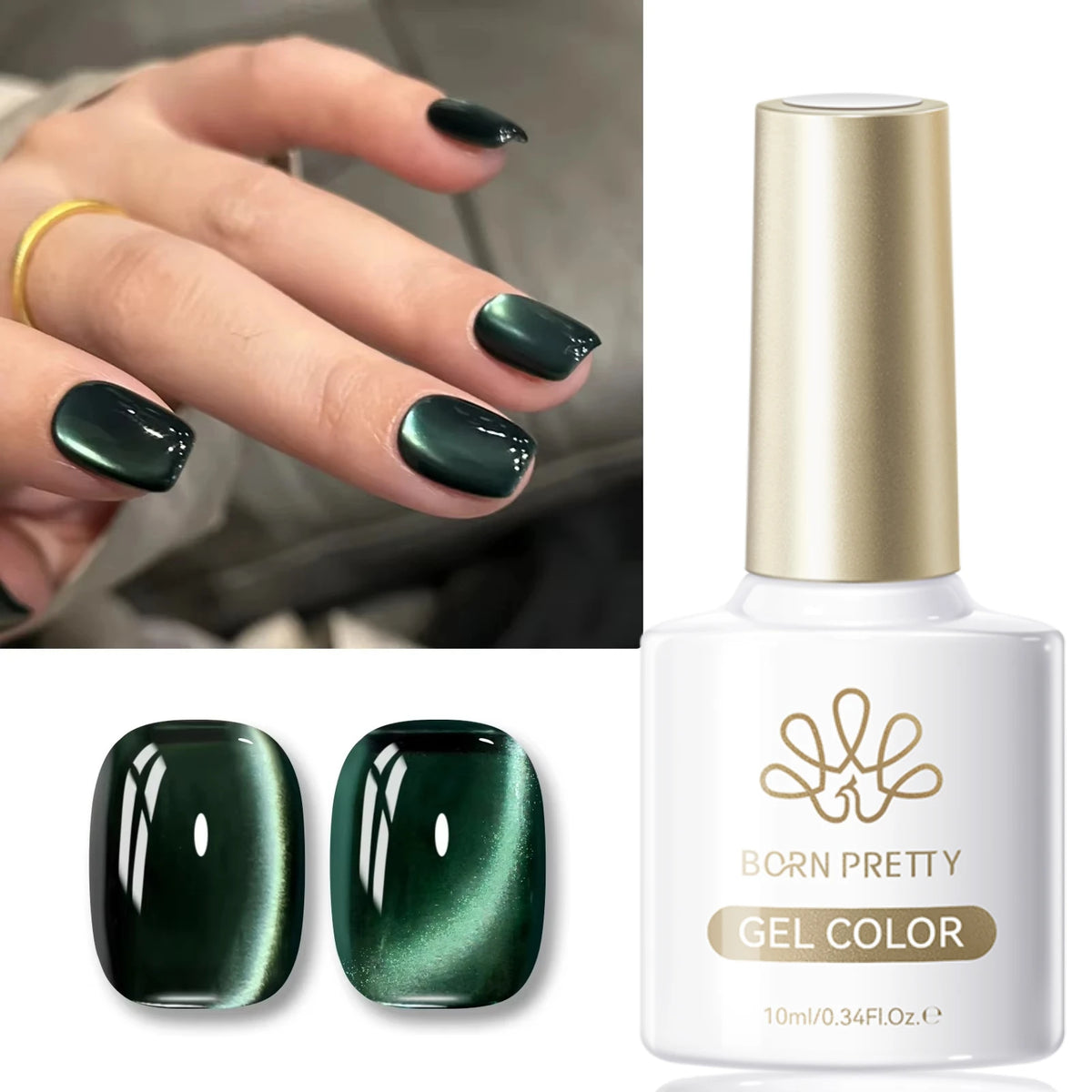 BORN PRETTY 10ml Mint Soda Glass Bead Cat Magnetic Gel Christmas Green Glitter Soak Off UV Gel Nail Art Varnish Manicure