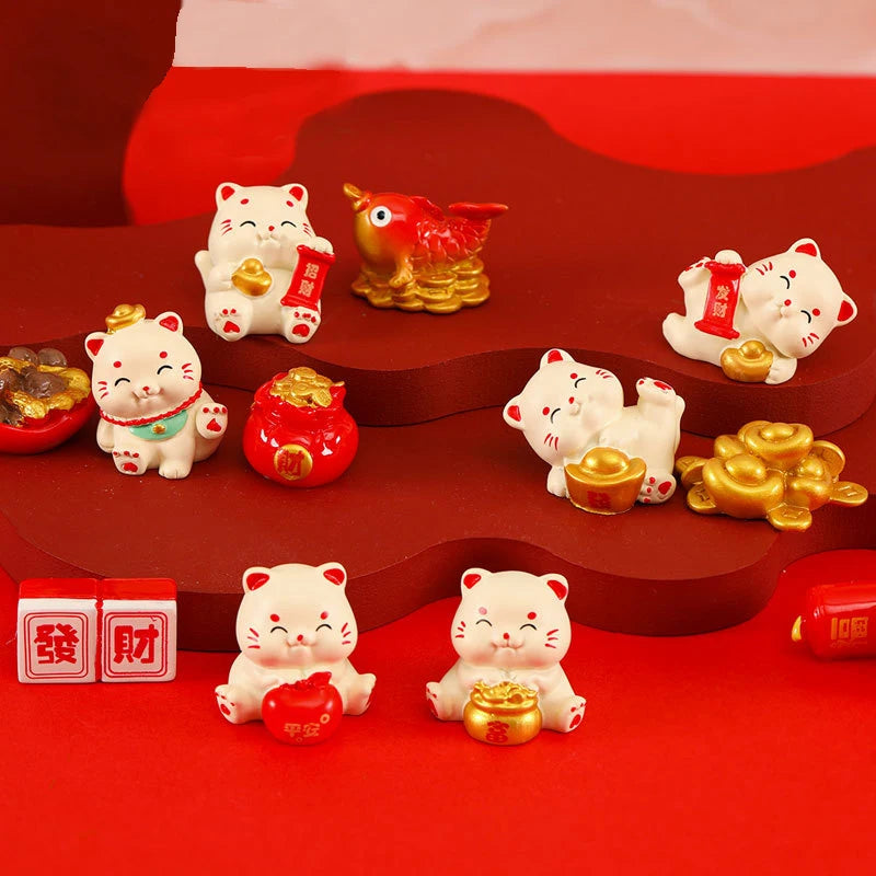 Cartoon Lucky Cat Decorative Accessories Environmental Resin Car Ornaments Mini Landscape