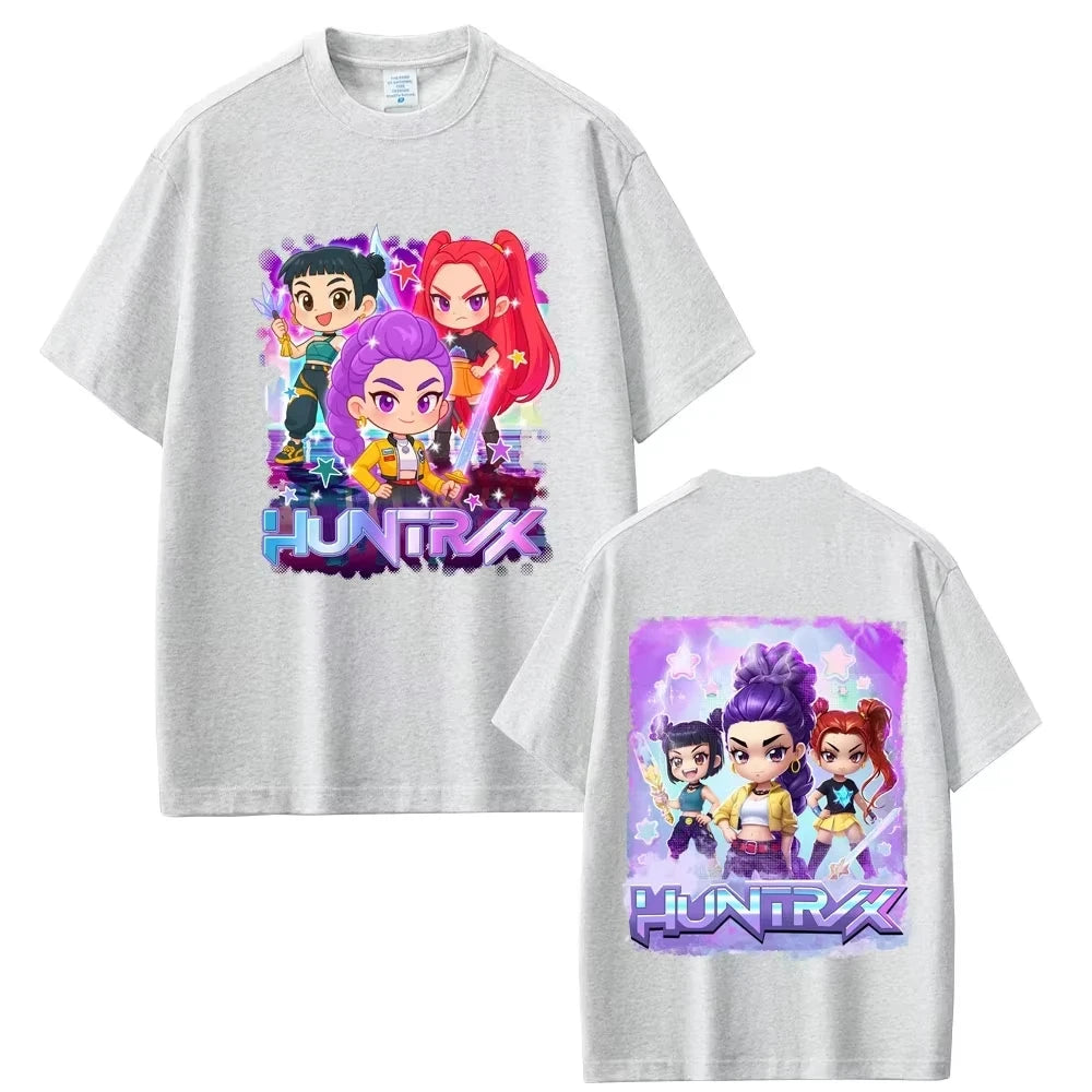 Anime KPop Demon Hunters Saja Boys Print T-shirt Men Women Trend Popular Harajuku O-neck Tshirt Oversized Cotton Casual T Shirts