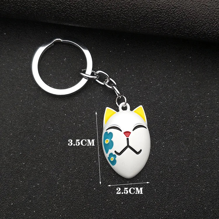 demon slayer pendants key chaintanjiro zodiac rabbit mask y2k accessories cartoon anime metal pendant men cosplay halloween gift