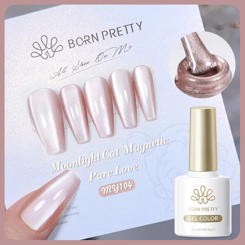 BORN PRETTY 10ml Pink Water Light Cat Magnetic Gel Polish Spaking Glitter UV LED Soak Off Gel Varnish Crystal DIY Manicure