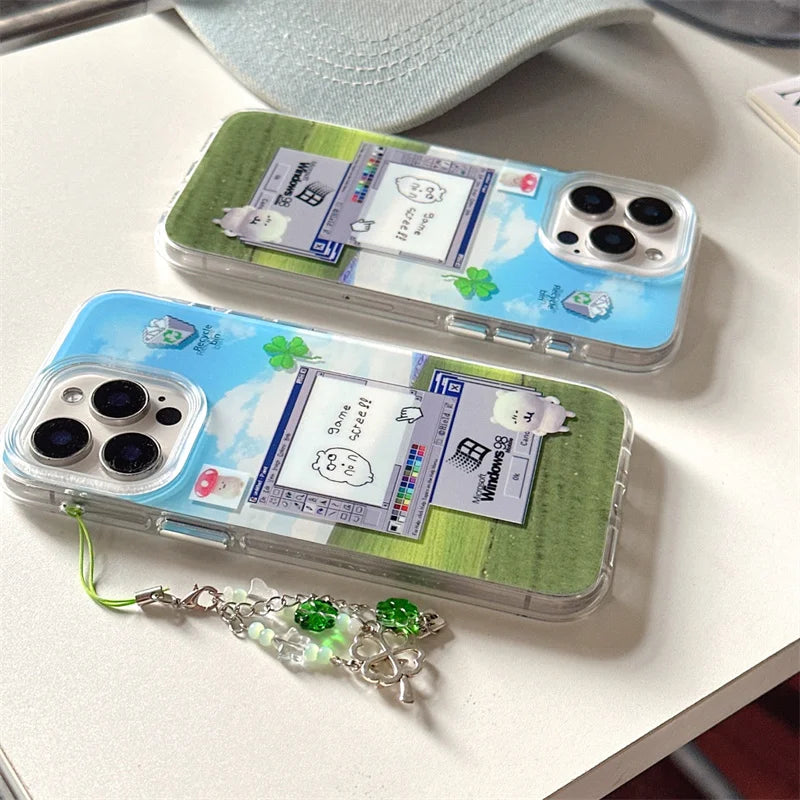 Funny Dialog Editor Phone Case For iPhone 16 Pro 15 13 12 Pro Max Hard Back Cover Silicone Shockproof Border Cases with Chain