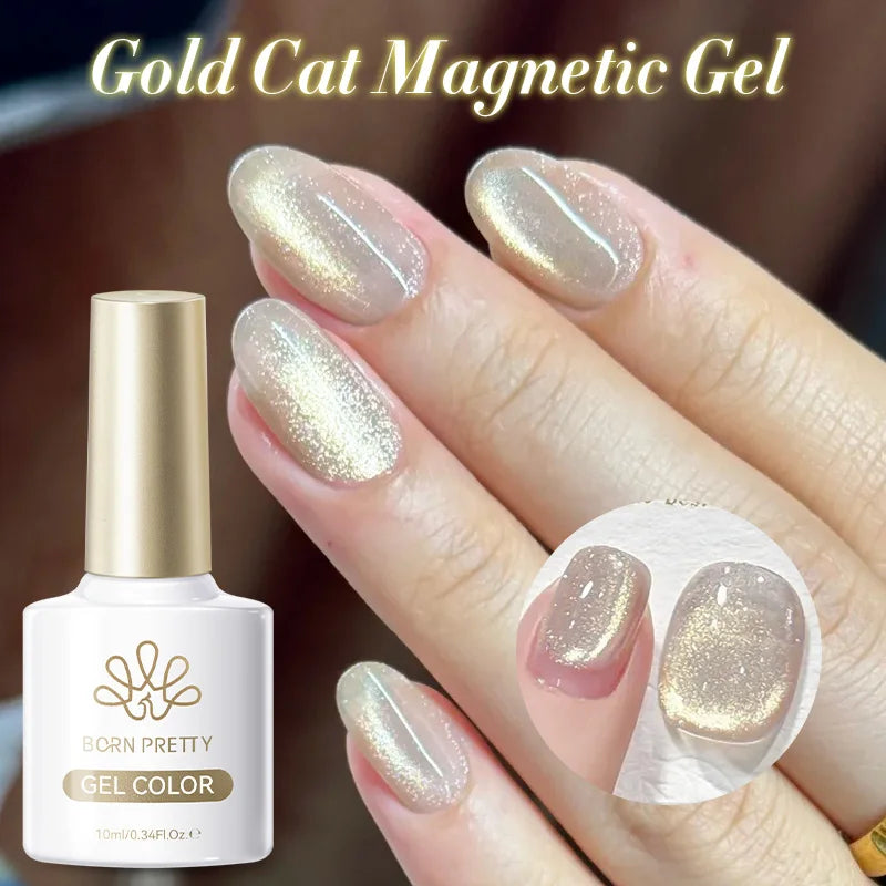 BORN PRETTY 10ml Mint Soda Glass Bead Cat Magnetic Gel Christmas Green Glitter Soak Off UV Gel Nail Art Varnish Manicure