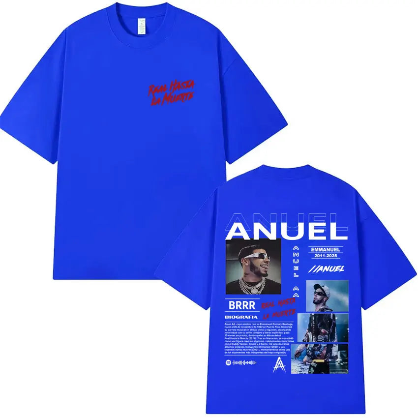 Rapper Anuel AA Music Album Hot Sale Tshirt Men's Clothing Fashion T Shirts Tide Oversized Cotton Sports Cozy Casual Tee Shirts