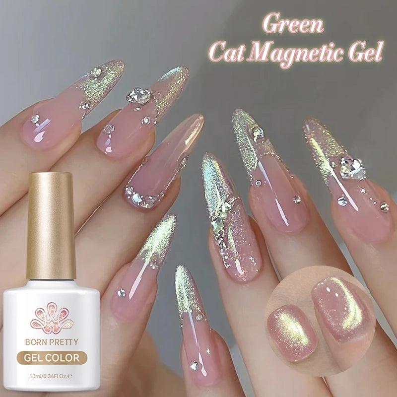 BORN PRETTY 10ml Dark Brown Red Glass Bead Cat Magnetic Gel Nail Polish Semi Permanent Soak Off UV LED Varnish Nail Art Salon