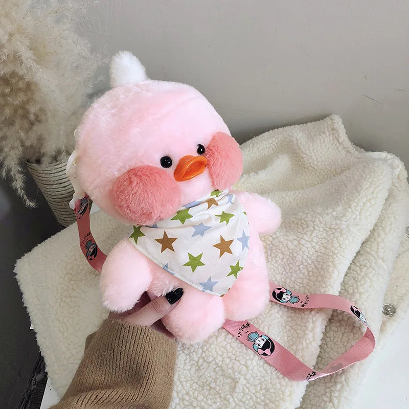 28cm Cute LaLafanfan Cafe Duck Plush Backpack Kawaii Toys Stuffed Crossbody Bag Doll Shoulder School Bag for Girls Gift