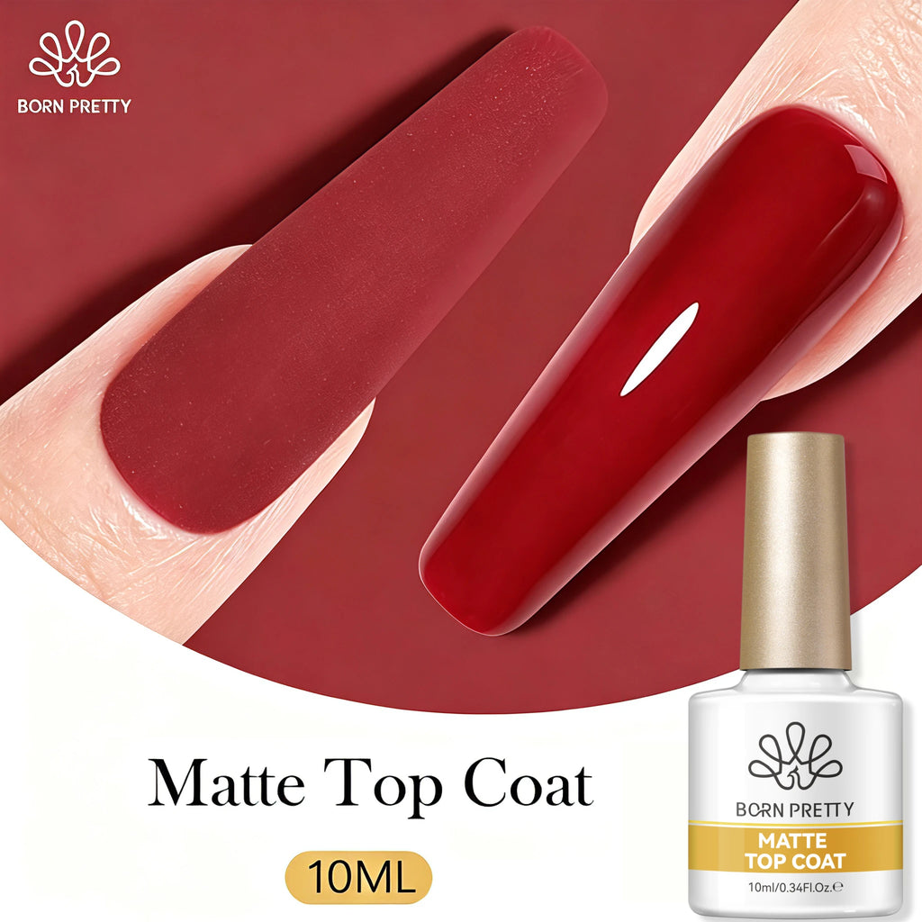BORN PRETTY  Matte Top Coat Gel Polish 10ml Full Coverage Long Lasting Gorgeous Color Soak Off UV LED Nail Art Salon DIY Home