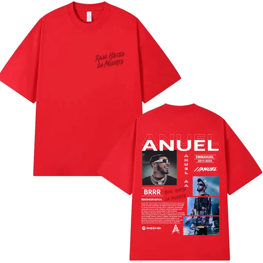 Rapper Anuel AA Music Album Hot Sale Tshirt Men's Clothing Fashion T Shirts Tide Oversized Cotton Sports Cozy Casual Tee Shirts