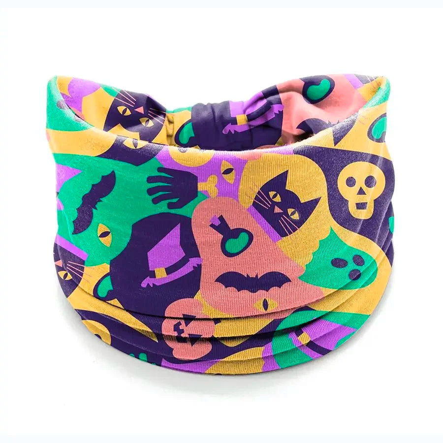 Halloween Headbands For Women Wide Turban Dress Up Costume Headwraps Pumpkin Spider Web Bad Skeleton Hair Band