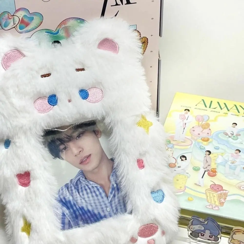 Cute Bag Keychain Plush Photocard Case Cartoon Bag Keychain Fox Photocard Case Idol Photos Protective Cover Student Card Holder