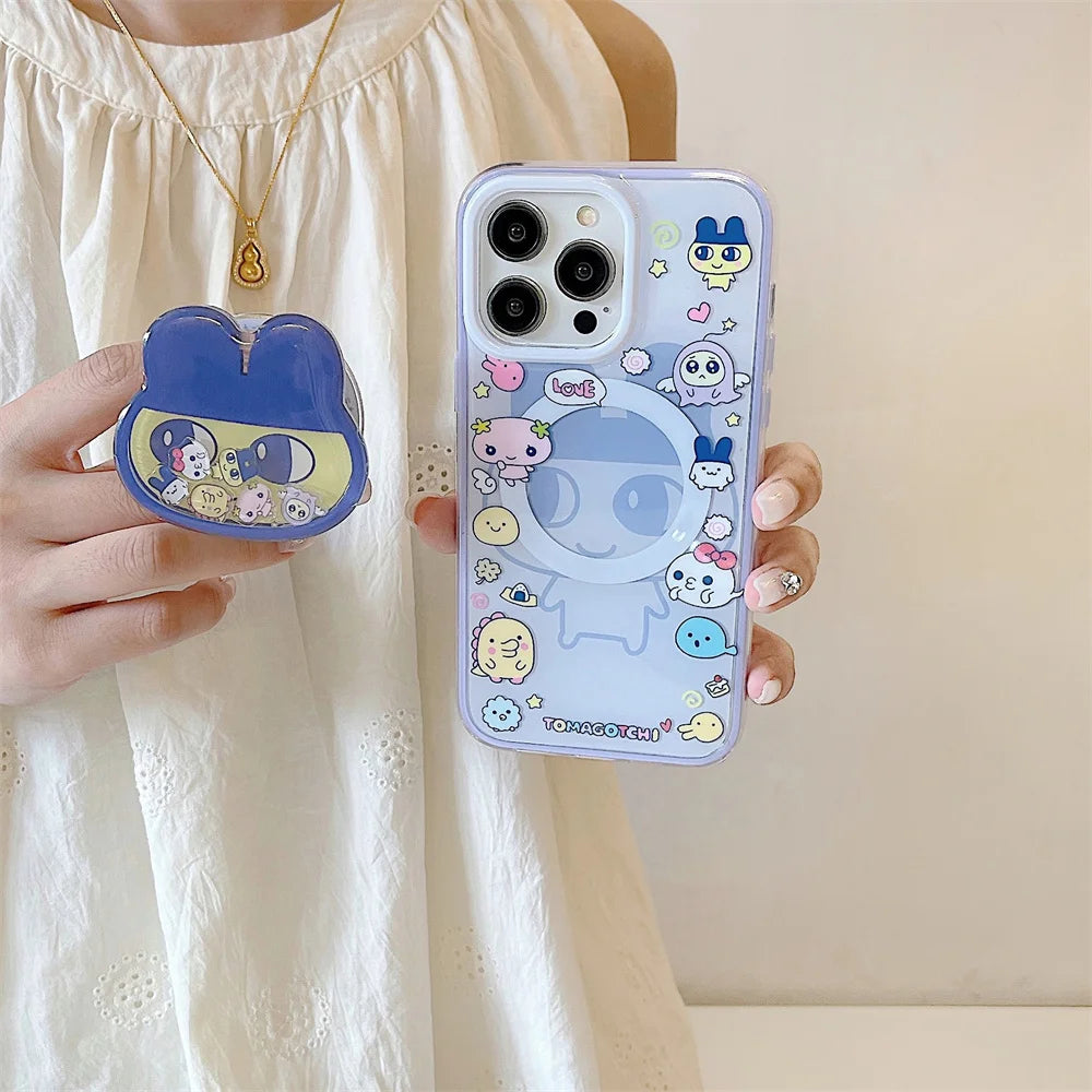 Funny cartoon magnetic stand phone case for iPhone 16 Pro Max 14 15 pro 16 cover with Magsafe cute protection shockproof cover