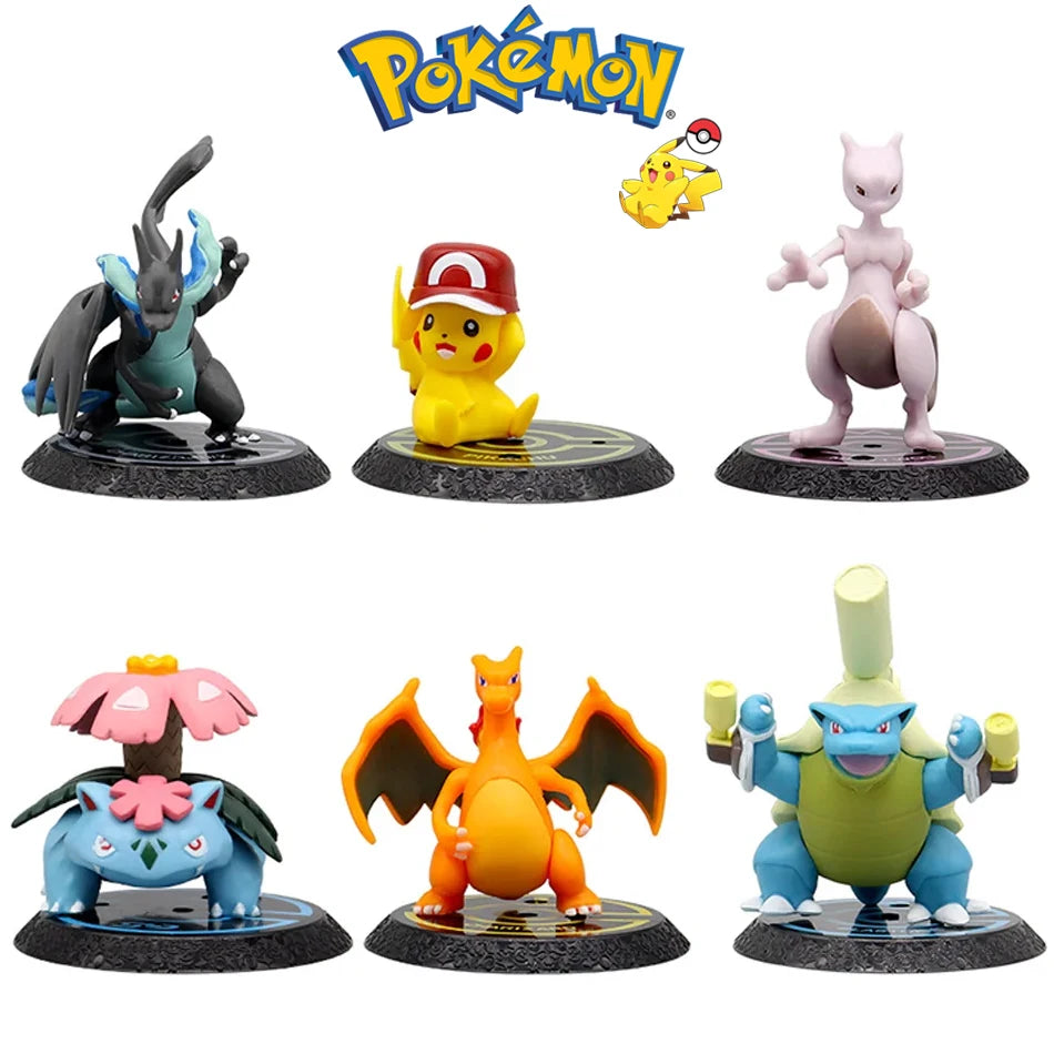 Pokemon 6 unids/set figura de Anime Pikachu 6-7cm figura Charizard Blastoise Squirtle Bulbasaur modelo de figuras de acción jugu