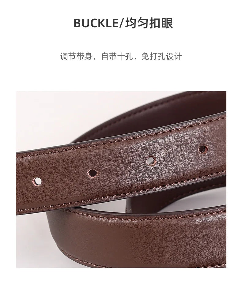 2025new arrival genuine leather small belt casualcasual thin belt horseshoe buckle easiest for matchins style pants belt