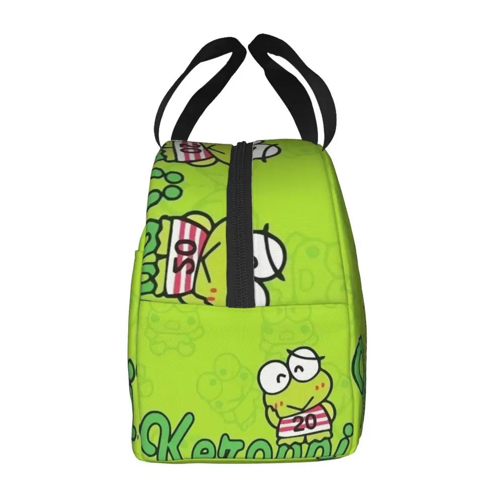 Custom Keroppi Big-eyed Frog Insulated Lunch Tote Bag for Women Portable Thermal Cooler Bento Box School