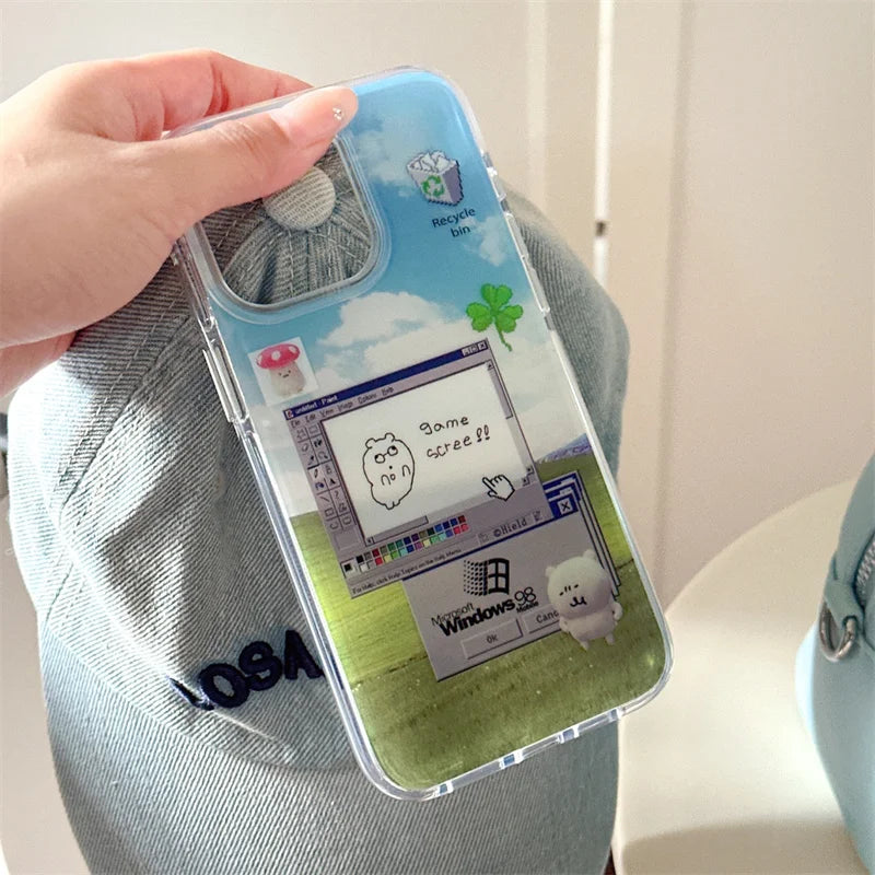 Funny Dialog Editor Phone Case For iPhone 16 Pro 15 13 12 Pro Max Hard Back Cover Silicone Shockproof Border Cases with Chain