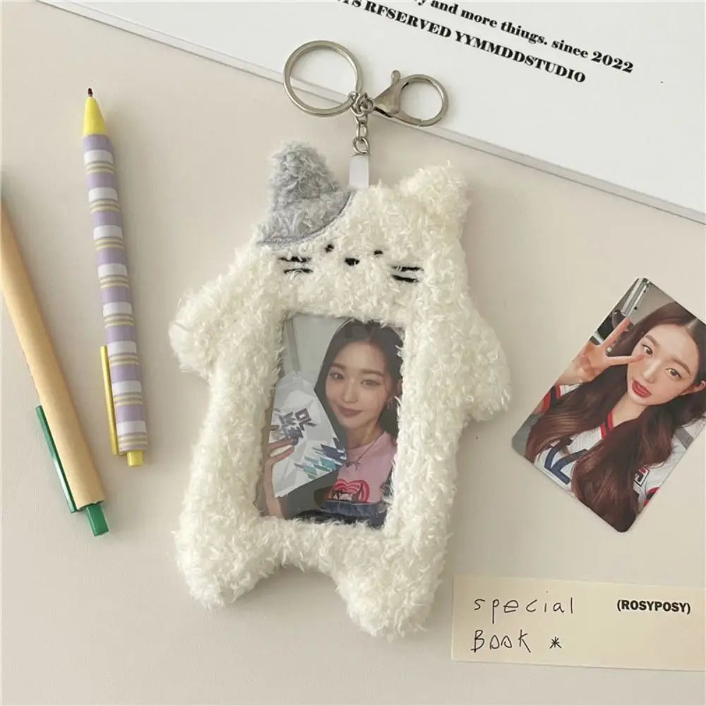 Cute Plush Photocard Case Cartoon Bag Keychain Photo Card Holder Idol Photos Protective Cover Student Card Holder