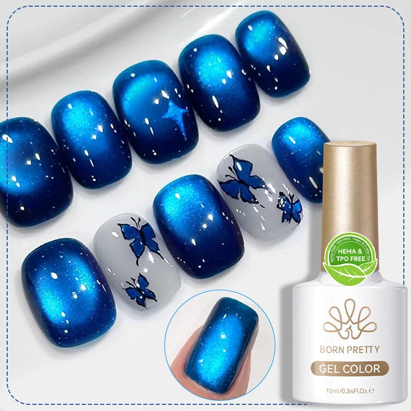 BORN PRETTY HEMA TPO FREE 10ml Rhine Lake Blue Cat Magnetic Gel Polish Semi  Permanent Soak Off UV Gel Nail Art Varnish Manicure