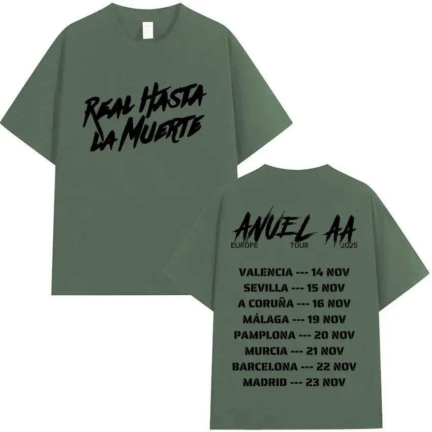 Rapper Anuel AA Europe Tour 2025 New Pop Album T Shirts Men's Women Hip Hop T-Shirts Harajuku Oversized Y2K Short Sleeves Summer