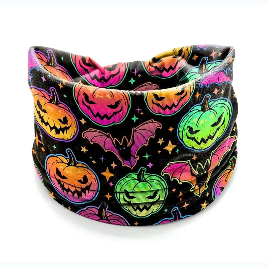 Halloween Headbands For Women Wide Turban Dress Up Costume Headwraps Pumpkin Spider Web Bad Skeleton Hair Band