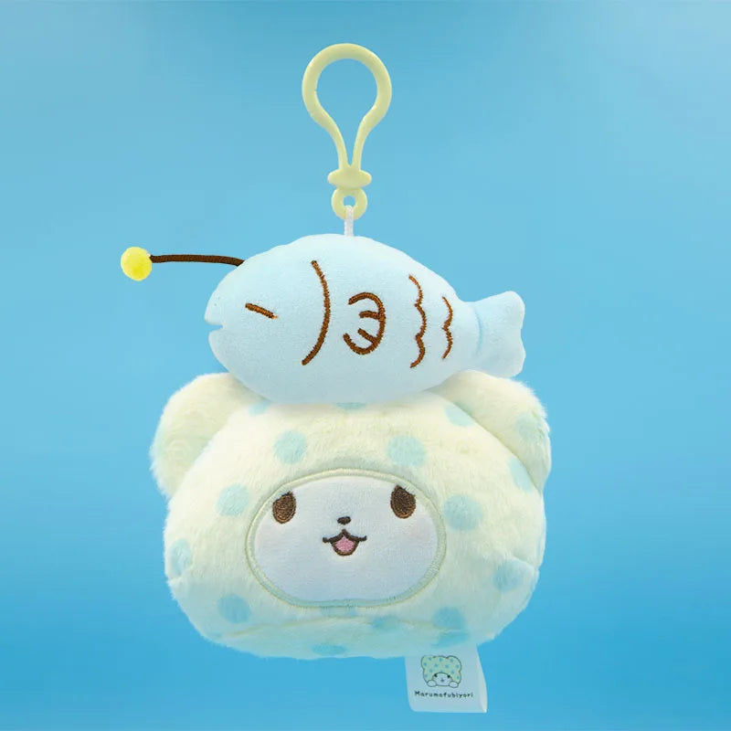Genuine Sanrio Marumofubiyori Bear Cinnamoroll Plush Toys Keychain Kawaii Small Pendant Keyring Kids Stuffed Toys Birthday Gifts