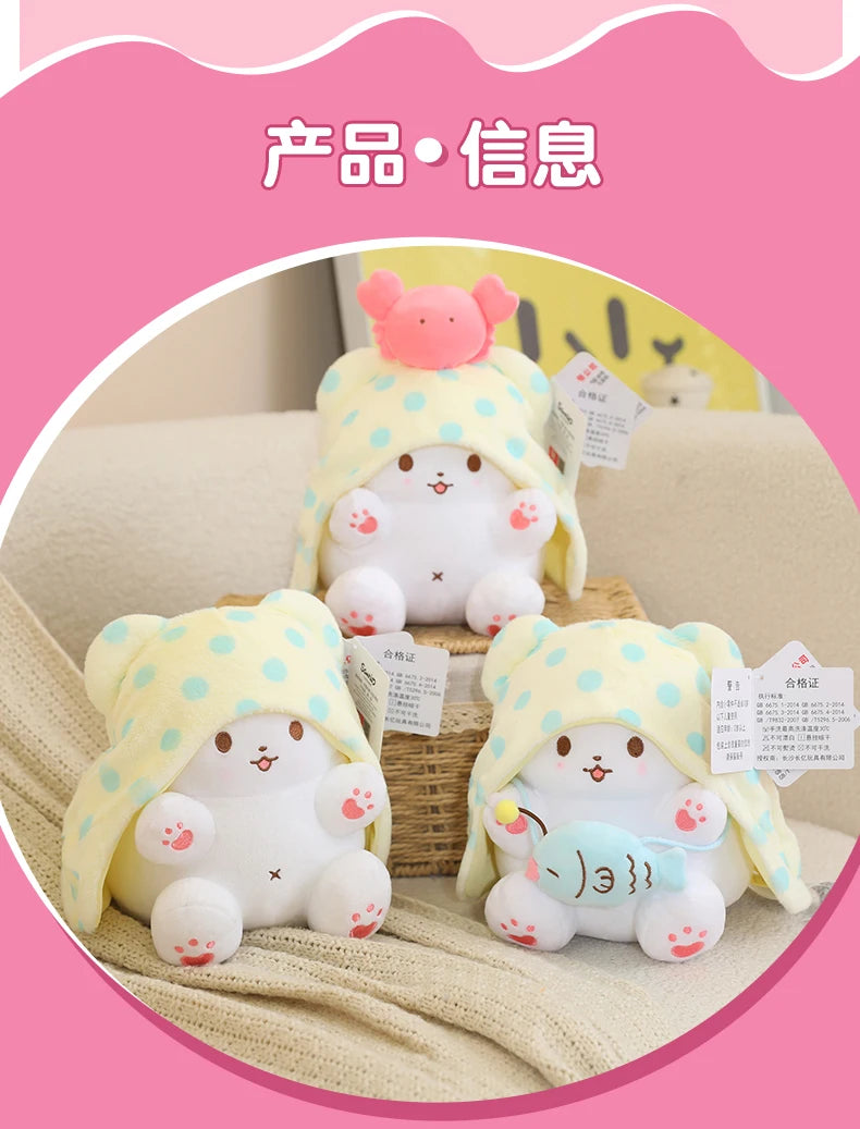 Anime Sanrio Kuromi New Kawaii Cute Marumofubiyori Blanket Bear Stuffed Plush Toys Plushies Birthday Party Gifts For Kids Girls