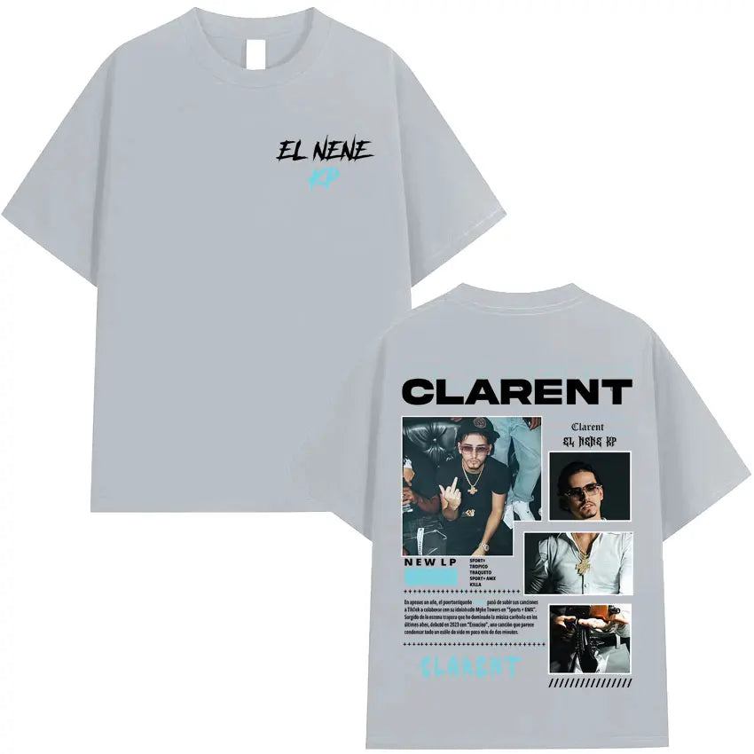 Rapper CLARENT Album 2025 Graphic Double Sided Print T-shirts Mens High Quality Short Sleeve T Shirts Casual 100% Cotton T-Shirt