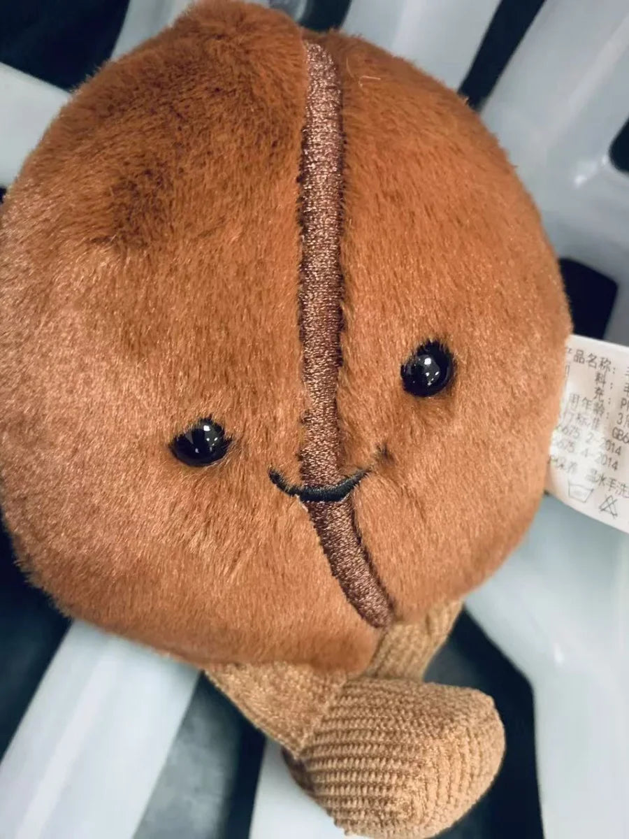 Jellycat 13cm Coffee Bean Plushies Cartoon Stuffed Smiling Coffee Bean Doll Cute Key Chain Soft Food Doll Xmas Gifts Girl