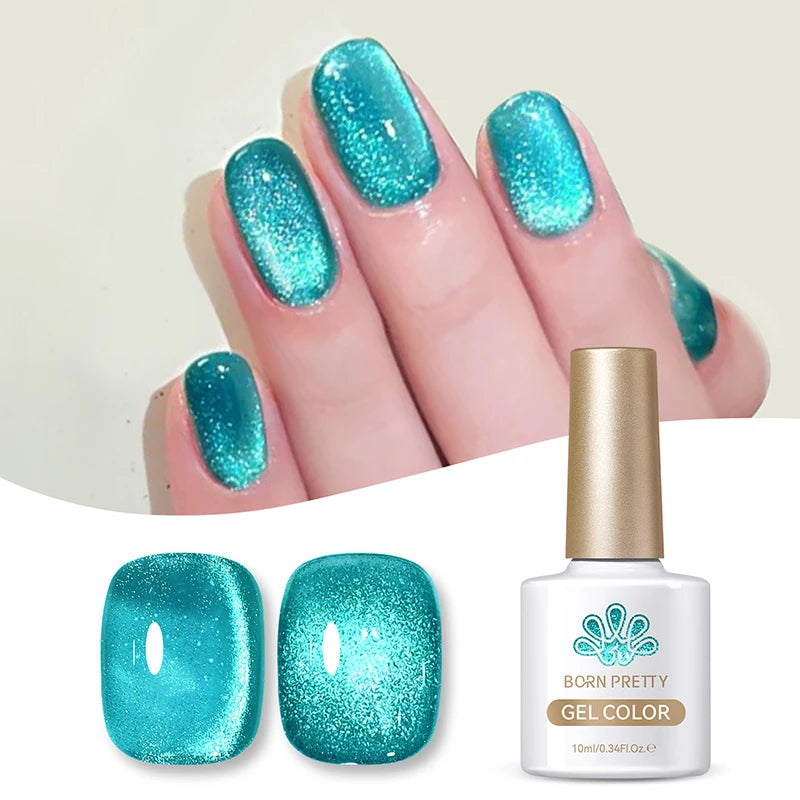 BORN PRETTY Cat Magnetic Gel Nail Polish 10ml Crystal Holographics Glass Bead Semi Permanent Soak Off UV LED Nail Art Manicure
