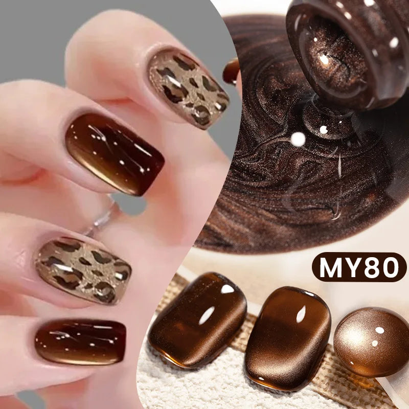 BORN PRETTY 1 Bottle Mint Chocolate Cat Magnetic Gel Polish 10ml Glass Bead Effect Transparent Soak Off UV LED Nail Art Varnish