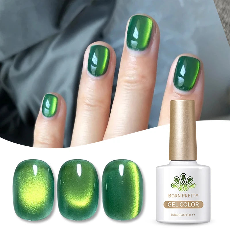 BORN PRETTY 10ml Pink Green Purple Cat Magnetic Gel Water Light Glitter Soak Off UV Gel Semi Permanent Manicure Nail Art Varnish