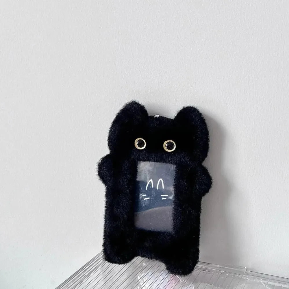 Cute Plush Photocard Case Student Card Holder Cartoon Fox Photocard Case Idol Photos Protective Cover Bag Keychain