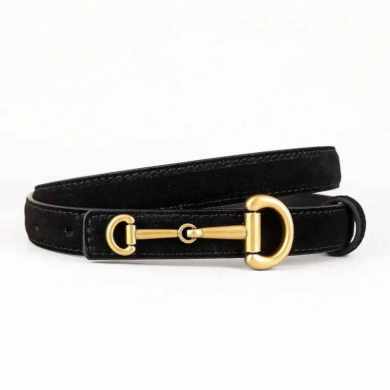 New Fashion  High Quality Genuine Leather Belt Women Matching Jeans Gold Buckle Belt Women's Luxury Soft Black Belt Cinturones