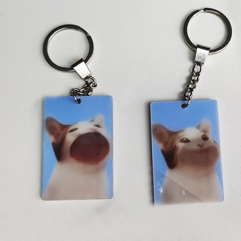 Porboo Cat Dynamic Pendant Acrylic Keychain 3d Cartoon Creative Pop Cat Hd Cute Cat Listing