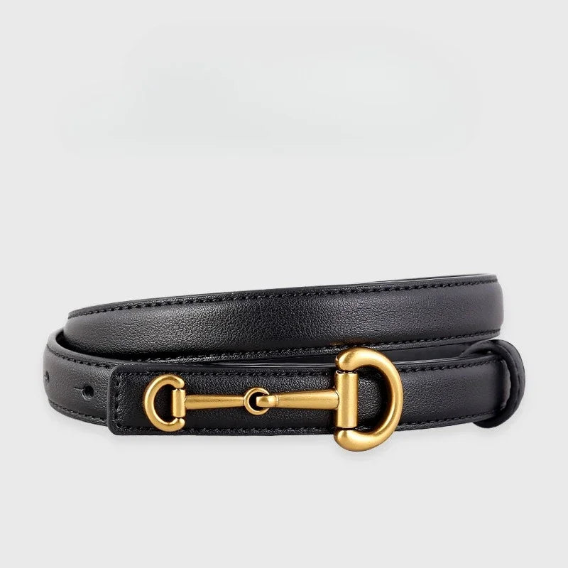 New Fashion  High Quality Genuine Leather Belt Women Matching Jeans Gold Buckle Belt Women's Luxury Soft Black Belt Cinturones