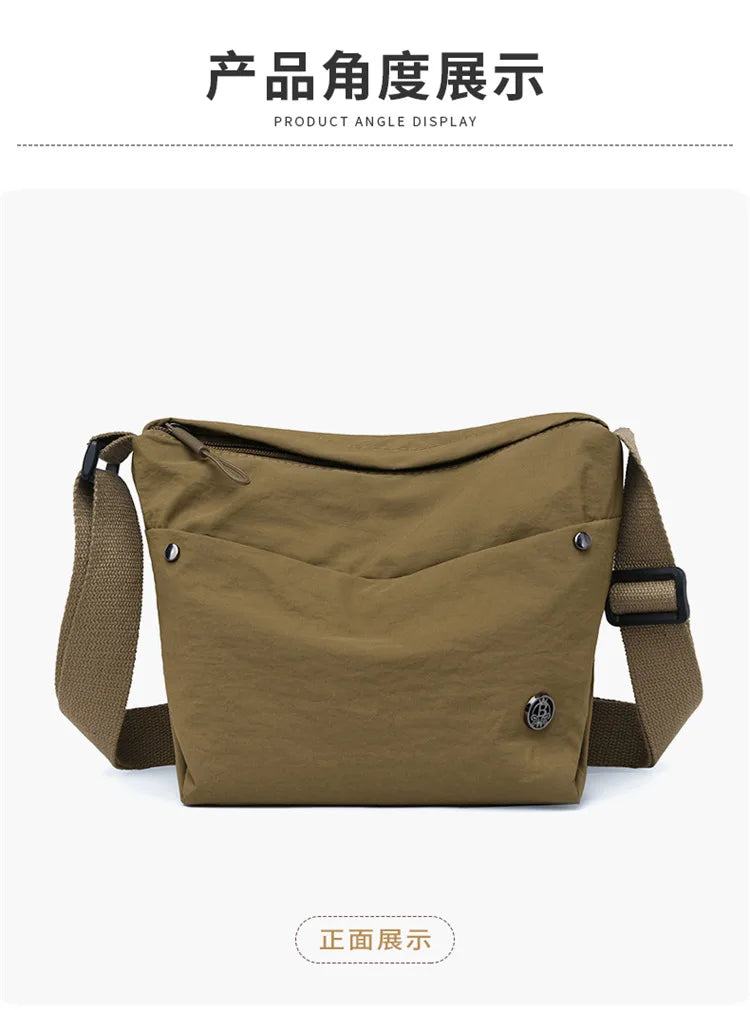 Ultra-light Nylon Crossbody Bag for Women Adjustable Wide Strap Lightweight Women's Bag Zipper Closure Stylish Messenger Bag