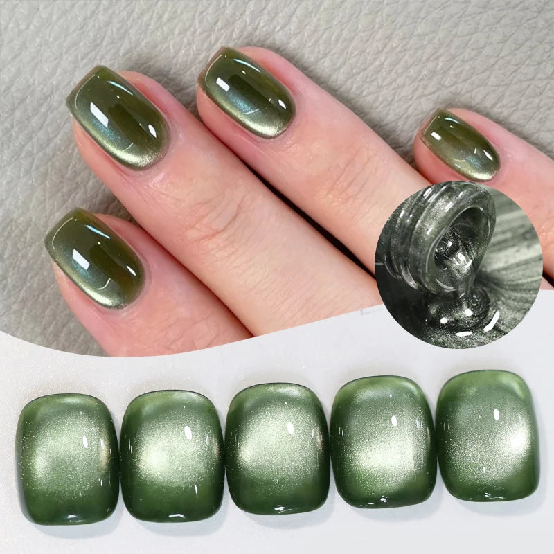 BORN PRETTY 10ml Mint Soda Glass Bead Cat Magnetic Gel Christmas Green Glitter Soak Off UV Gel Nail Art Varnish Manicure
