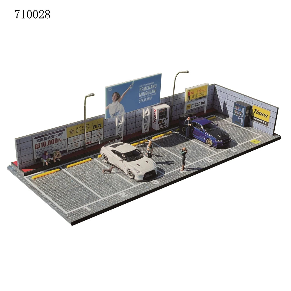 GFans NEW 1:64 Scale Diorama Car Garage Model Parking Lot for Display Gifts Scene Collection Display Car Assembly Scenes Toy